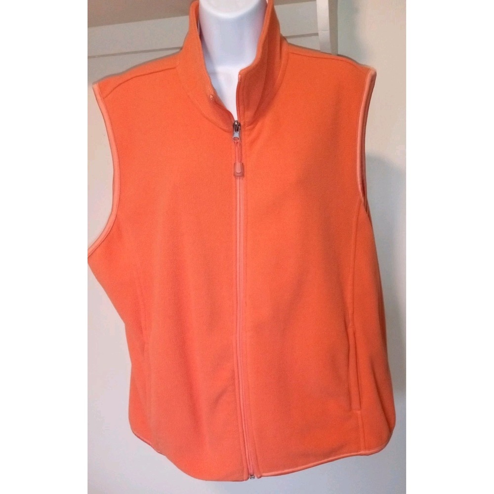 WOMAN'S REBECCA MALONE Size XL FLEECE VEST Full Zip Orange‎ Pockets